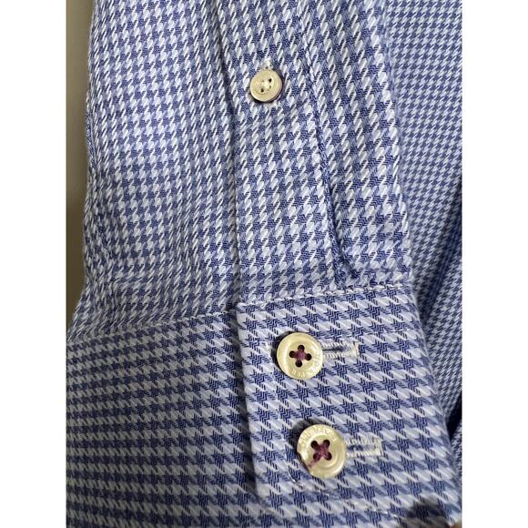 Ted Baker Blue Gingham Check Long Sleeve Button Down Shirt - 15.5, 32/33 - Picture 3 of 11
